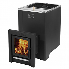 Печь для бани Вулкан Эльбрус 26 с баком Тоннель стекло